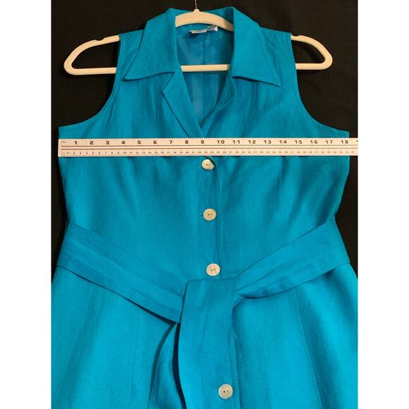 Coldwater Creek Womens A-Line Dress Linen Blend Button Front Midi Fully Lined 8 - Picture 5 of 9